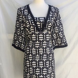 Ann Taylor Black & White Geometrical Patterned Dress
